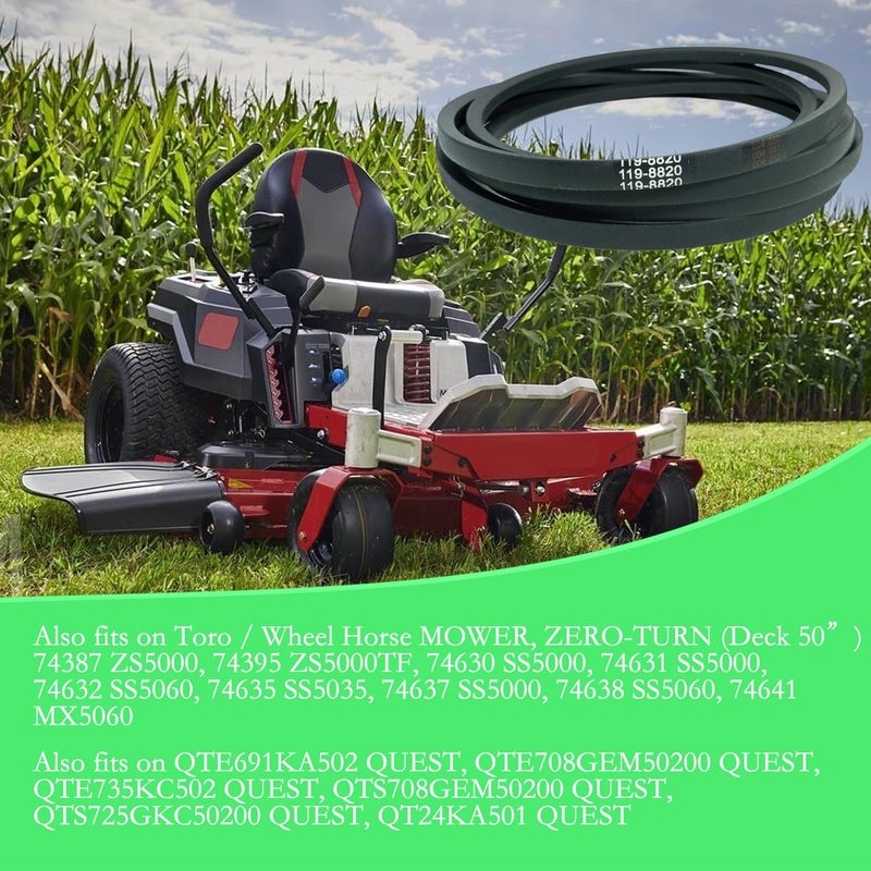 CTPOWER Replaces 119-8820 Deck Belt for Toro TimeCutter SS5000 MX5000 5000 MX5060 75750 Exmark Quest Zero Turn Mowers with 50 Inch Decks 119-8820-SL/Aramid Cord / 141.500 inches - Image 5